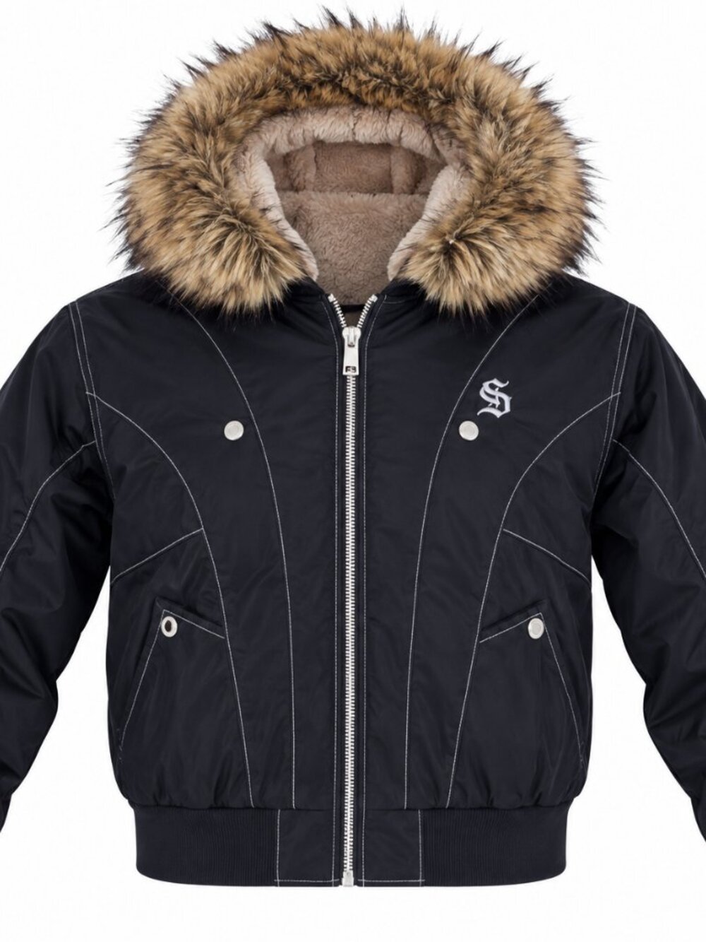 Supermade Faux Fur Lined Zip Jacket 2560 Men's XL Black NWT Streetware